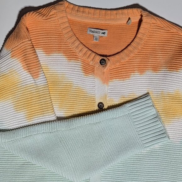 Toad & Co Bianca Tie Dye Organic Cotton Blend Crewneck Cardigan Size L - Picture 3 of 7